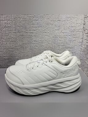 Hoka One One Bondi SR Wide Men's Size US 9 2E White Leather Athletic Sneakers.
